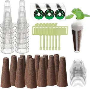 84 pcs Hydroponic Pod Kit for Aero Garden with 12 Grow Baskets, 12 Grow Sponges, 12 Grow Domes, 12 Plant Labels and 36 Seed Pod Label Stickers for All Hydroponics Garden Growing System