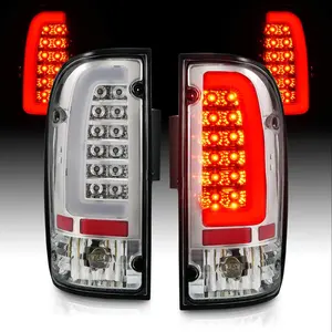 AmeriLite for 1995-2000 Toyota Tacoma C-Type LED Bar Crystal Chrome Replacement Tail Light Assembly Set - Driver and Passenger Side