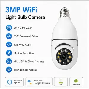 E27 Light Bulb Security Camera, 360° WiFi Camera, Wireless Installation, Auto Tracking, Night Vision, 2-Way Audio, Dce110 Model