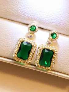 1 Pair Gorgeous Green Cubic Zirconia Drop Earrings For Women For Wedding Engagement Anniversary Party Jewelry Valentine's Day Gift