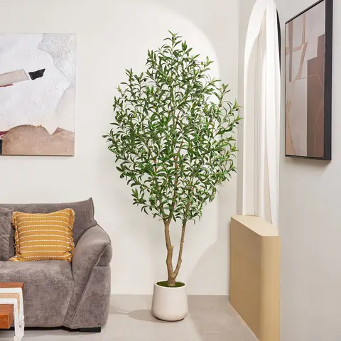 VeriNatural 5/6/7FT Artificial Olive Tree – Realistic Faux Indoor Plant with White Planter, Tall Fake Tree for Home, Office & Living Room Decor