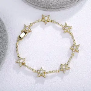 【PANG Jewelry】Star Zirconium Bracelet Five-Pointed Star Copper Zirconium Stone Fashionable Individual and Versatile Bracelet