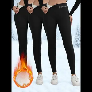 Women’s winter fleece-lined high-waisted casual pants; thick, warm tights for fall and winter; comfortable, tight-fitting thermal women’s bottoms