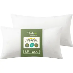 Throw Pillows Insert - 12x20 Pillow Inserts with Air Layer, Premium Bed and Couch Decorative Throw Pillows, Lumbar Cushion Sham Stuffer, Pack of 2, White