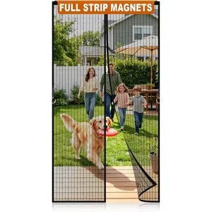 Magnetic Screen Door Mesh, Easy Install, Heavy Duty Fiberglass,Self Sealing Door Screen for Single Door Size 36 x 82 Inch, Screen Door Size 38 x 84 Inch