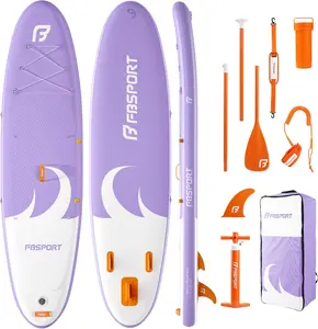 FBSPORT 11' Premium Stand Up Paddle Board, Yoga Board with SUP Accessories & Carry Bag | Wide Stance, Surf Control, Non-Slip Deck, Leash, Paddle and Pump for Youth & Adult