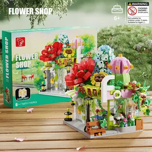 Flower Shop Stem Building Blocks, Creative Flower Shop Model with Light, Building Toys for Kids, Birthday Gift for Boys & Girls