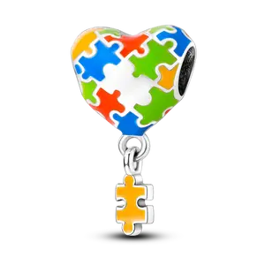 MULA Love and Puzzle Pendant - 925 Silver-plated Hanging Heart Pendant, a special friendship gift, suitable for Pandora bracelets and necklaces