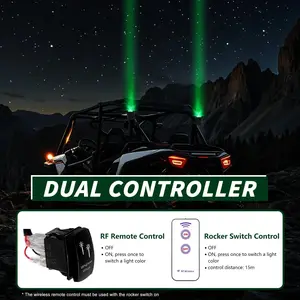 Set of 2 3-Inch RGBW LED Whip Lights with Remote Control Whipless Antenna Style for Can-Am Maverick X3 Max UTVs 8000 Lumens IP68 Waterproof