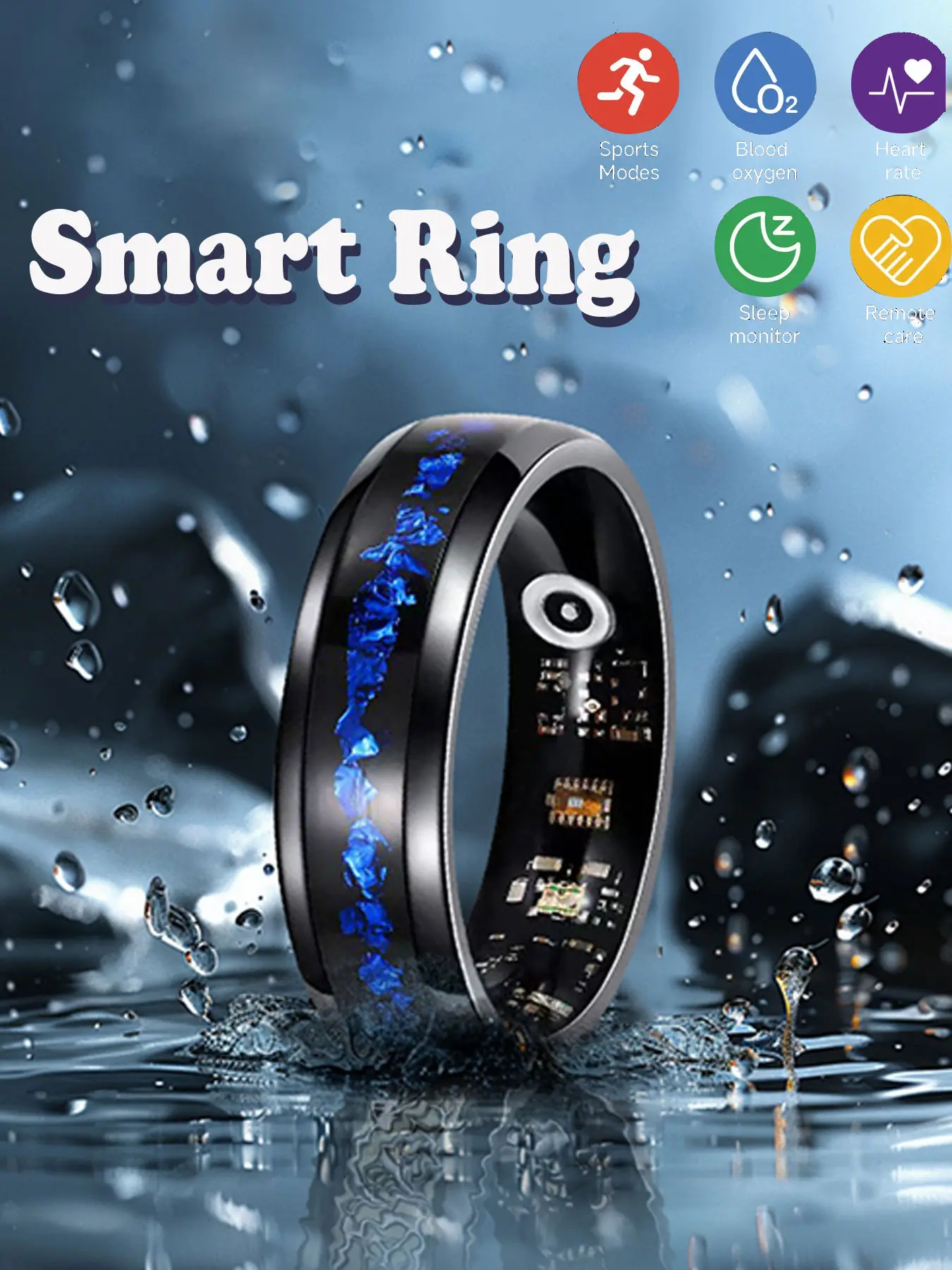 Smart Ring Waterproof Lightweight Durable Health Tracker Ring Heart Rate&Blood Oxgyen&Sleep Monitoring Men Women Gifts Fitness Tracker Ring