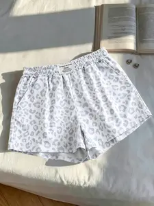 Women's Casual Loose-Fit Shorts, Leopard Print Adjustable Drawstring Waist, Summer & All-Season Wear, Comfortable Daily Pants for Women