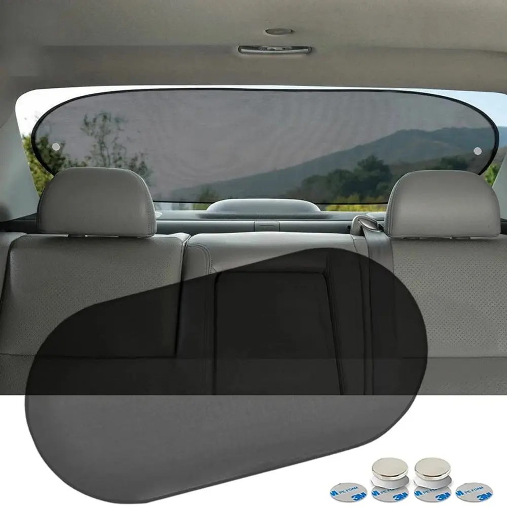 HOMEYA Car Sun Shade, 39x20 in Universal UV Protective Sunshade with 80 GSM UV Mesh Heatsafe Mesh Guard, Magnetic Adsorption Folding Auto Rear Window Visor for Kids, Fits SUV