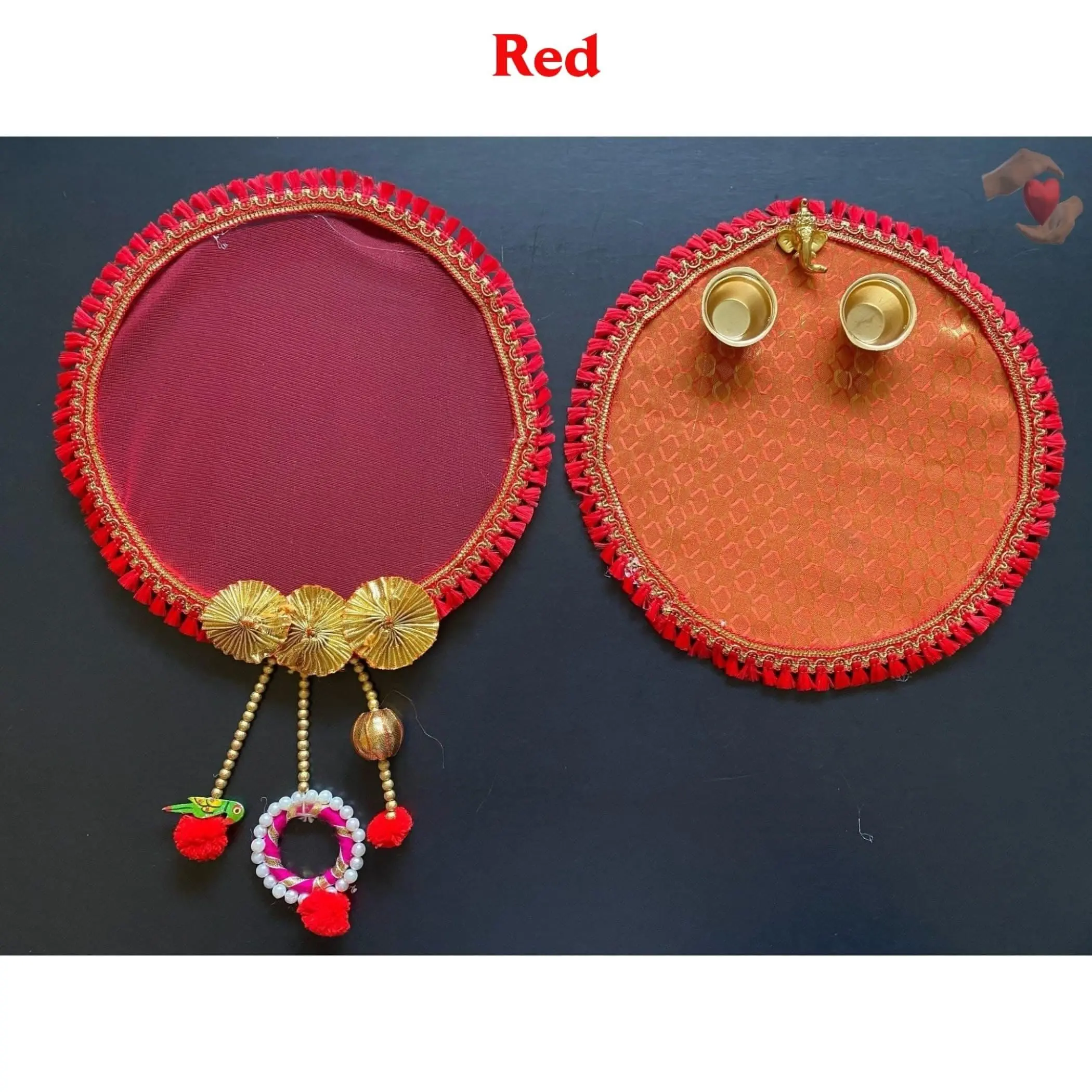 Sacred Karwa Chauth Thali & Channi Set | Net Cloth Channi, Elegant MDF Thali | Perfect Ritual Gift for Brides & Daughters | Celebrate with Grace