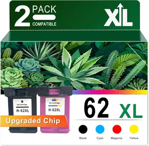62XL Ink Cartridges Black and Color Compatible for HP 62XL Ink Cartridge Combo Pack for HP Ink 62 Fit for Envy 7640 5660 7645 5540 5640 OfficeJet 5746 5740 5745 5741 8040 250 200 Printer Multiple Models Ink Cartridge Replacement Tri-Color