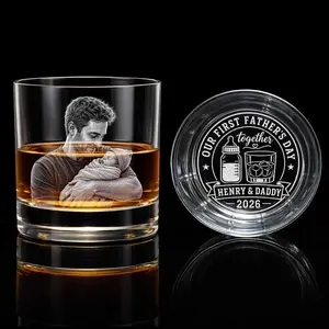 Personalized First Father's Day Whiskey Glass With Photo, New Dad Gift, Daddy Photo with Newborn Gift, Unique Father's Day Gift for New Dad