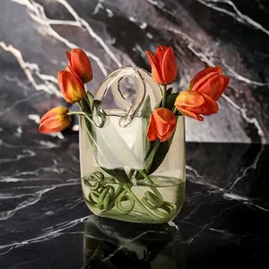 HOME DECOR VINTAGE GLASS HAND BAG VASE