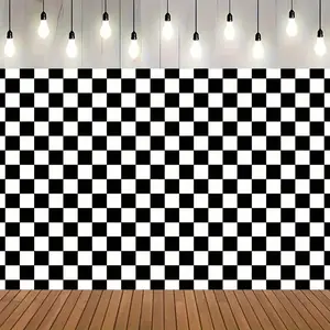 1pc Black and White Racing Checkered Backdrop Classic Pattern Multiple Sizes Birthday Theme Photography Background for Party Supplies Photo Display Prop