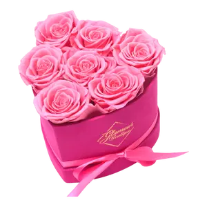 BarBe Heart Box | 7 Pink Roses - Elegant Floral Box with Pink Roses for Home Decor and Gifts