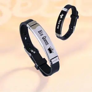 His Queen - Her King Crown -Couple Bracelets - Stylish Silicone Wristbands for Daily Wear & Gifting Perfect for Valentine's Day - Commitment-Symbolic Love