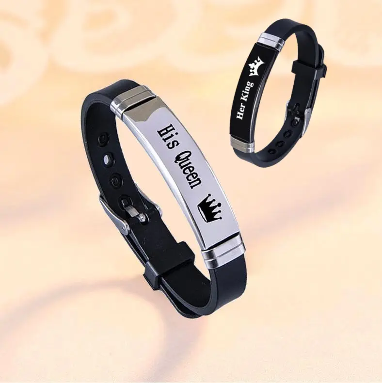 His Queen - Her King Crown -Couple Bracelets - Stylish Silicone Wristbands for Daily Wear & Gifting Perfect for Valentine's Day - Commitment-Symbolic Love