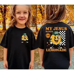 Life Gave Me Some Lemons Lemonade Graphic, Kids Toddler Baby Cute Christian Faith Based Gift Top, Soft Cotton, Made In USA, For Youth & Adult
