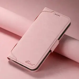 Retro Flip Leather Lychee Pattern Phone Case with Card Slot, Magnetic Wireless Charging Drop-proof Phone Case, Phone Accessories for iPhone, Protector