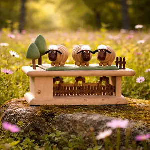 Handcrafted Wooden Sanyang Kaitai Automaton Ornament – Internal Gear – Christmas & Black Friday Gift Decor – Silent Non-Music Version – USB-C Rechargeable Battery