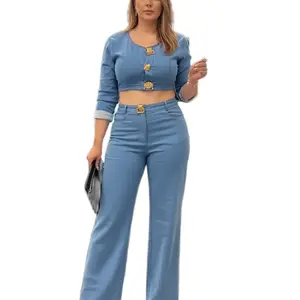 Denim traje de dos piezas Denim traje de dos piezas