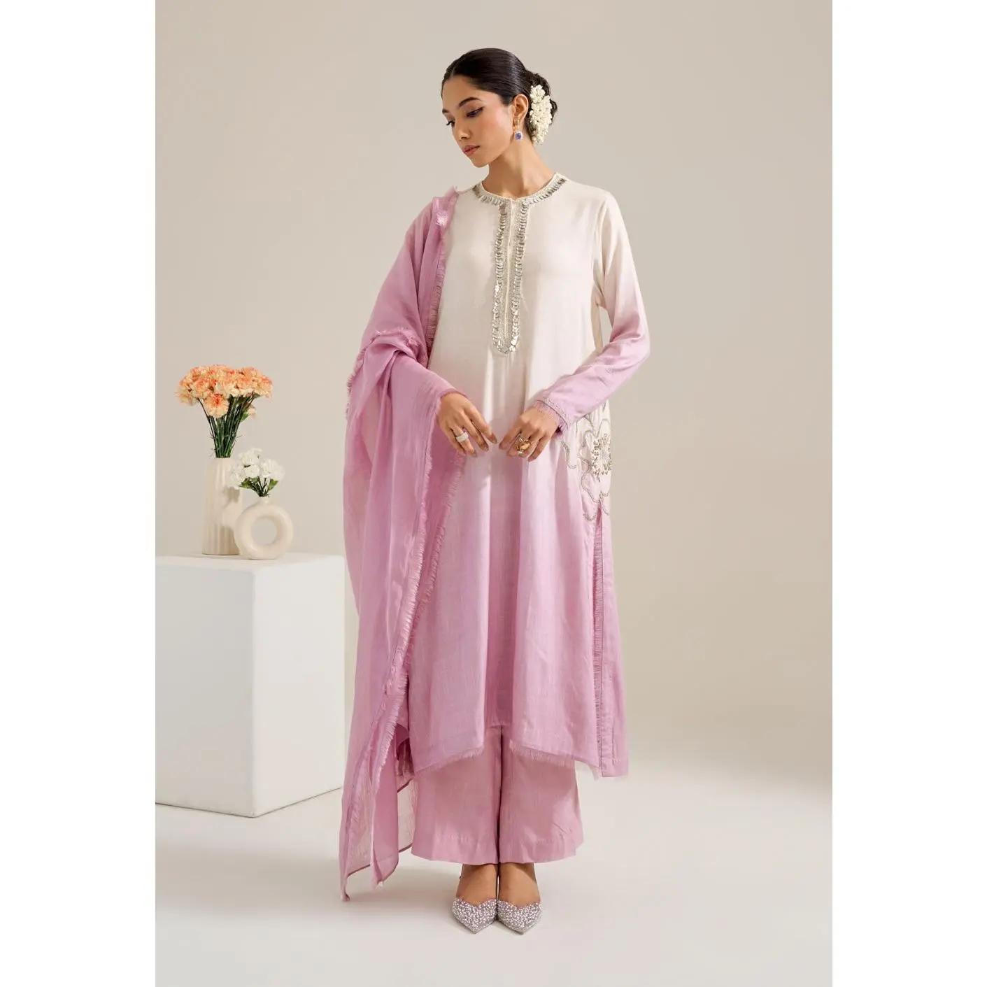 Asonia lilac ombre kurta set