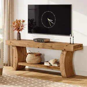 Tribewood 63" Solid Wood TV Stand for 55/75" TVs, Farmhouse Console for Living Room, Bedroom with Storage