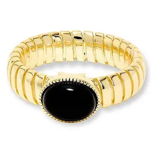 Bellezza Goldtone Bronze Black Onyx Ridged Ring