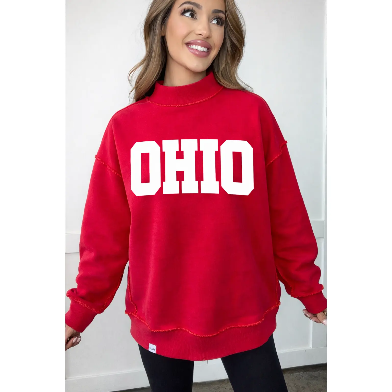 Women's Tilly Ohio Reversible Oversized Mock Neck Pullover Sweatshirt - Lady, Chic Denim-Inspired Longsleeves, Comfy Basics, Comfy Women's Pullover Sweatshirts, Comfortable and Cozy Fabric, Daily Wear Casual Fit Statement Top