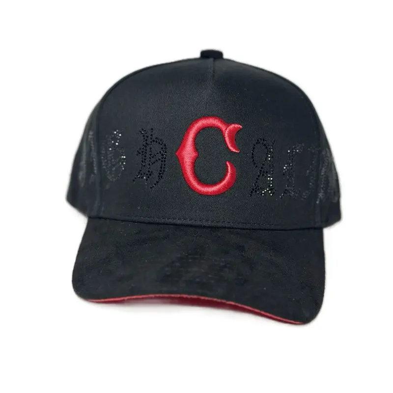 Black Crystals Edition Hat with Red and Black Design Elements