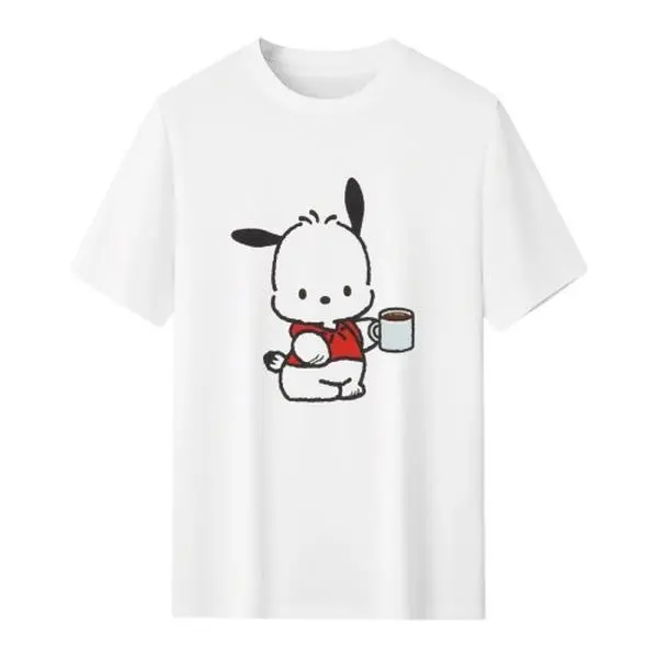 Top Womenswear Official Sanrio Pochacco Short-Sleeve T-Shirt, Kawaii Graphic Casual Tee for Women