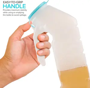 Male Urinal with Glow in The Dark Lid (2 Bottles) 32 Oz Urine Bottles for Men - Pee Bottles for Hospitals, Emergency and Travel