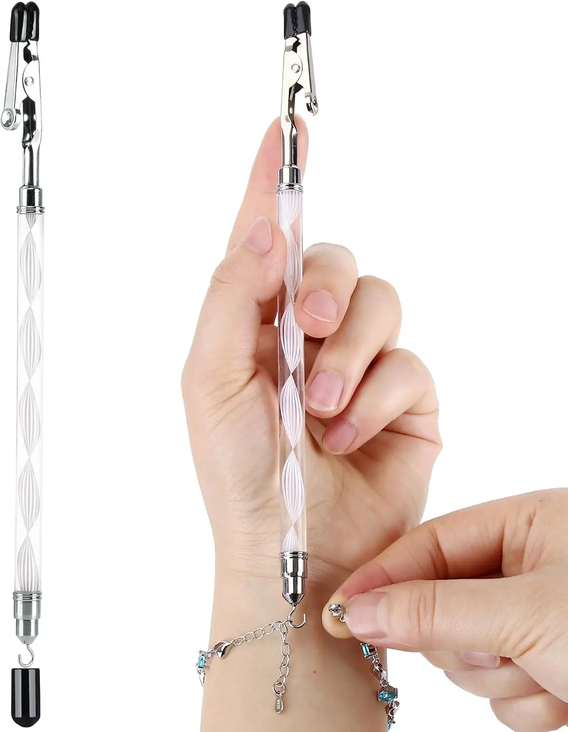 2-in-1 Bracelet Helper Tool, Quick-Release Jewellery Clasp Fastener Aid, Bracelet and Necklace Clasp Assistant for Easy Dressing, DIY Jewellery Making and Everyday Accessories