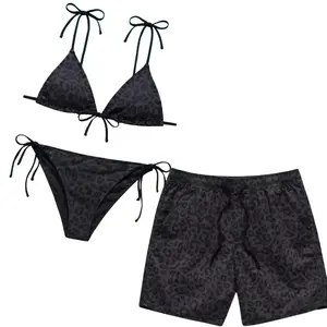 Camo Matching Couple Swimsuits Set, BF and GF Matching Swimsuits, BF and GF Swimsuits, Camo Bikini Set for Women, Matching Duck Camo Swimwear Set for Couples, Couple Trendy Camo Bikini And Short, Summer Beach Vacation Outfit