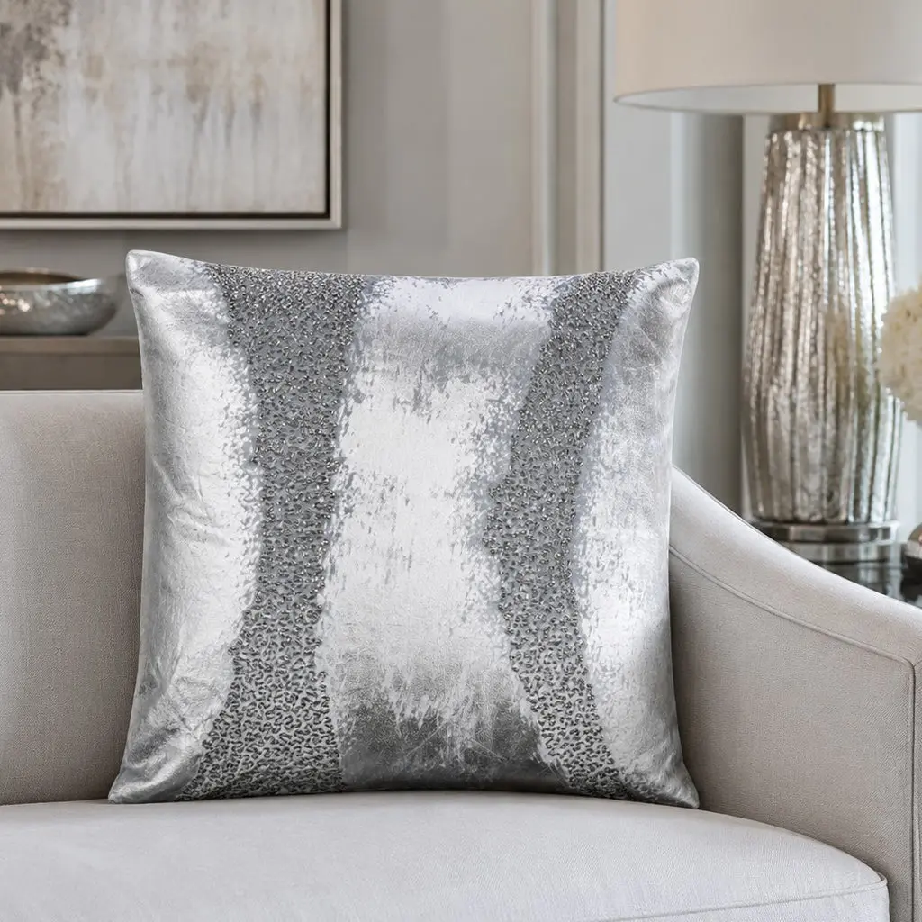 Ruza Aqua And Silver Pillow