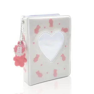 Heart Hollow Photo Card Holder with 5 Cute Decorations -40Pockets Mini Album for Standard ldol Photocards Polaroids& Photos