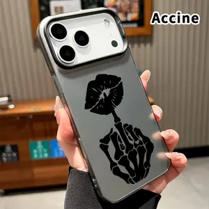 Hard Case Compatible for iPhone 17 Pro Max 16 Plus 15 14 13 12 11 Air E Skeletal Kiss Gesture IMD Hybrid Plate Drop Protection Cellphone Cover for