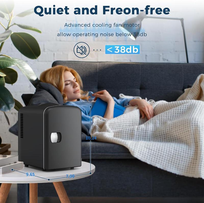 Antarctic Star Compact Refrigerator, Portable Mini Fridge, 4L Capacity/6 Cans,12oz, Portable Small Refrigerator for Cosmetics, Skin Care and Food , Ideal for Bedroom, Car, Office & Dorm,100% Freon-Free & Eco Friendly