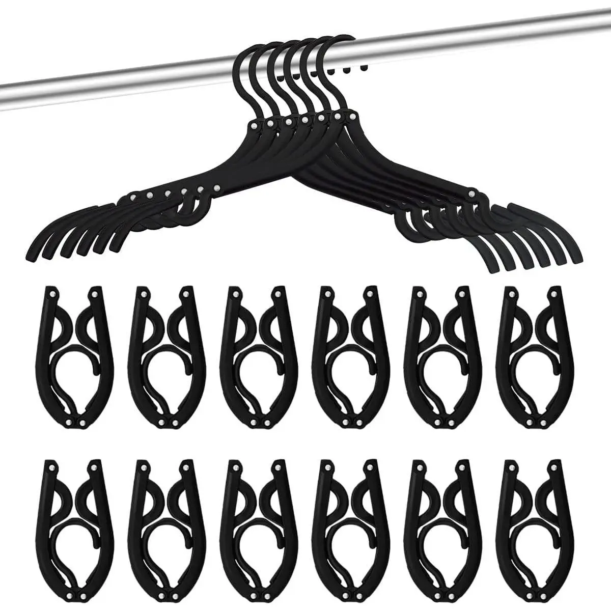 12 Pcs Black Travel Hangers,Cruise Ship Essentials,Portable Folding Clothes Hangers Travel Accessories Foldable Clothes Drying Rack Laundry Lightweight