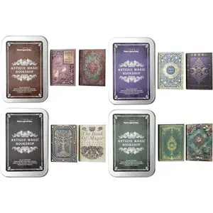 Antique Magic Mini Journal Set, 8 Pocket Size Books with Brown and White Kraft Pages, Metal Tin Boxes for Scrapbook Journal Collage DIY Writing