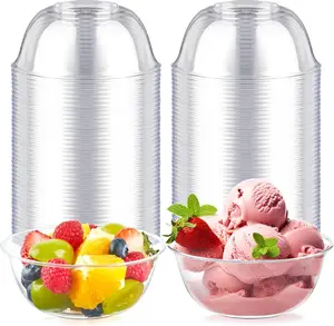 12 oz Small Clear Plastic Bowls, 50 Pack Disposable Hard Plastic Party Serving Bowls for Salads, Ice Creams, Fruit, Desserts, Parfaits, Snacks