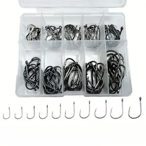 Fishing Hook Set, 100pcs/box High Carbon Steel Hooks with Storage Box, Outdoor Fishing Accessories for Fishing Enthusiasts, Fishing Tools, Fishing Tackle Kit, Fishing Gear Set