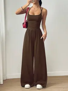 2026 Women's Strapless Minimalist Casual Wrap Chest Jumpsuit Pajamas, Versatile Home Wear, Comfortable and Stylish Loungewear for Everyday Use