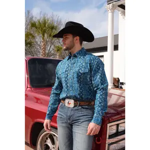 Wrangler Classic Fit Checotah Deep Lake Western Snap - 112359440