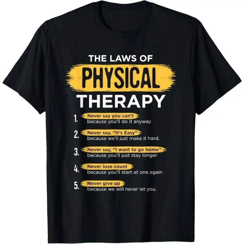 Men's Comfy Cotton Breathable Casual Top, Funny PT Physical Therapy Tee with Spine Graphic for Therapist Month Appreciation
