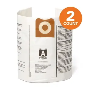 High-Efficiency Wet Dry Vac Dry Pick-up Only Dust Bags for Select 12-16 Gallon RIDGID Shop Vacuums, Size A (2-Pack)