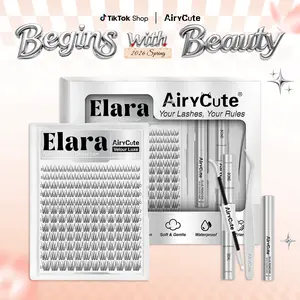 Elara AiryCute Natural Wear Cluster Lashes, Eyelash Extensions with Ultra-Soft Seamless Thin Band, Waterproof, Long-Lasting, Easy-to-Apply, All-Day Comfort & Security, Perfect for Beginners, Natural Glam Look #SummerVibes